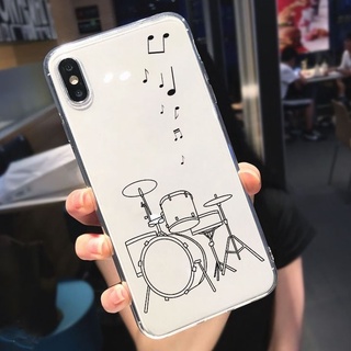 เคสโทรศัพท์มือถือ แบบใส ลายการ์ตูนกลอง สําหรับ IPhone 15 14 13 12 11  Pro Max Plus drum kit music case IP14 13 12 11 Pro Max 6 6s 7 8