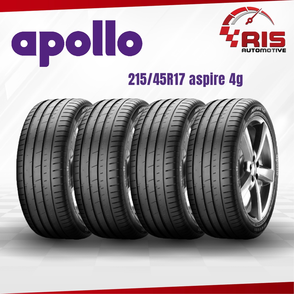 ยางรถยนต์ APOLLO 215/45R17 ASPIRE 4G 4เส้น (ยางใหม่ปี 21) แถมจุ๊บลม 4 ตัว