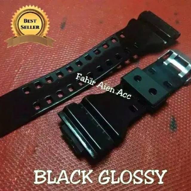 Hitam CASIO G-SHOCK GAC-100 RUBBER STRAP CASIO G-SHOCK GAC100 BLACK GLOSSY WATCH STRAP