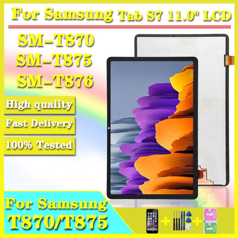 11.0 "ใหม่ LCD สําหรับ Samsung Galaxy Tab S7 SM-T870 T875 T876B จอแสดงผล LCD Touch Screen Digitizer 