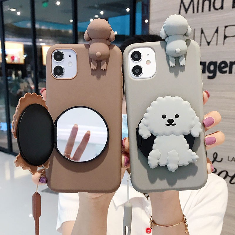 iphone case เคสไอโฟน IPhone เคสโทรศัพท์กระจกแต่งหน้าลายการ์ตูนพร้อมเชือกเส้นเล็ก IPhone13 13pro 13Mi