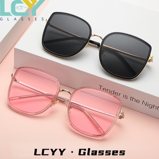 Lcyy ใหม่ แว่นกันแดด ทรงวงรี สีแดง กรอบขนาดใหญ่ แฟชั่น 10428