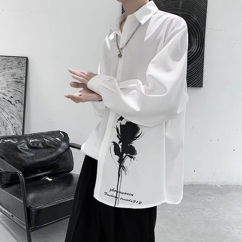 4 สี【M-3Xl】เสื้อเชิ้ตแขนยาวพิมพ์ลายแฟชั่นสไตล์เกาหลีสําหรับผู้ชาย ราคา ถูกที่สุด ดีลบีเคเค