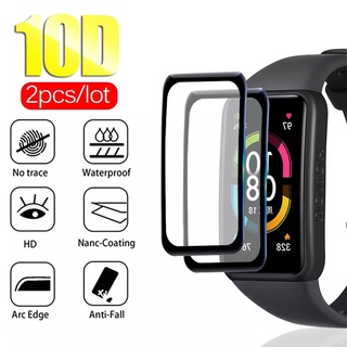 ฟิล์มกระจกนิรภัยกันรอยหน้าจอ 10D 2 ชิ้นสําหรับ Huawei Band6