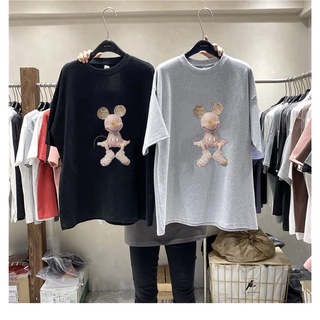 Sweet เสื้อ  Mickey mouse  -Oversize- เสื้อยืด สไตล์เกาหลี ลายอังกฤษ เสื้อยืดนิ่ม แขนสั้นแฟชั่น เนื้อผ้าดี