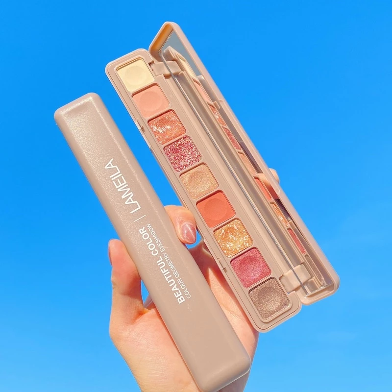 S-06🌟สินค้ามีพร้อมส่งLAMEILA พาเลทอายแชโดว์9สีในหนึ่งตลับ อายแชโดว์กลิตเตอร์ เนื้อดินน้ำมัน สีสวย ติดทนนาน กันน้ำ 9 ช่อง