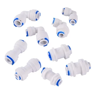 1/4 "3/8" จาก ท่อหลอด Reverse Osmosis Aquarium อุปกรณ์อย่างรวดเร็ว โร ข้อศอกน้ําตรงพลาสติกท่อเชื่อมต่อน้ํา
