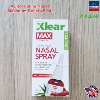 Xlear® Max with Capsium Xylitol Saline Nasal Spray Maximum Relief 45 mL สเปรย์พ่นล้างจมูก ล้างไซนัส