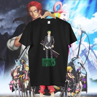 เสื้อยืด พิมพ์ลายภาพยนตร์ One Piece Roronoa Zoro สีแดง สําหรับผู้ใหญ่