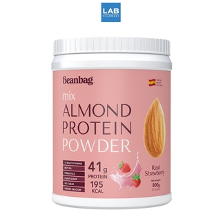 Beanbag Almond Protein Powder Real Strawberry 800g. - เครื่องดื่ม โปรตีน จากพืช ผสมอัลมอนด์ชนิดผง ตรา บีนแบ็ก รส สตรอเบอรี่ 800 กรัม