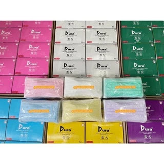 หน้ากากอนามัย ยี่ห้อ Dura สำหรับหรับผู้ใหญ่ (กล่อง 50 ชิ้น)