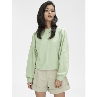 Pomelo - Long sleeve cuffed sleeve blouse (Green)