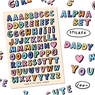 DADDY | Alphabet sticker size A5 สติ๊กเกอร์ตกแต่ง ลายตัวอักษร สุดน่ารัก