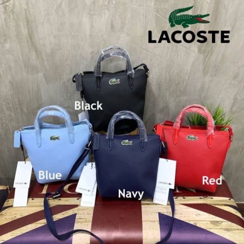 lacoste pu split cow leather bag