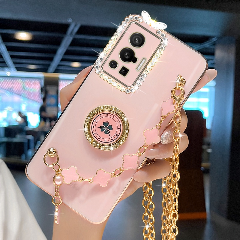 Clover สร้อยข้อมือพร้อมที่แขวนไหล่แหวน Grip OPPO Reno 12 12f 11F 10 8t 8 8z 7 4G 7z 6 6z 5G 5 5f 4f 3 2f