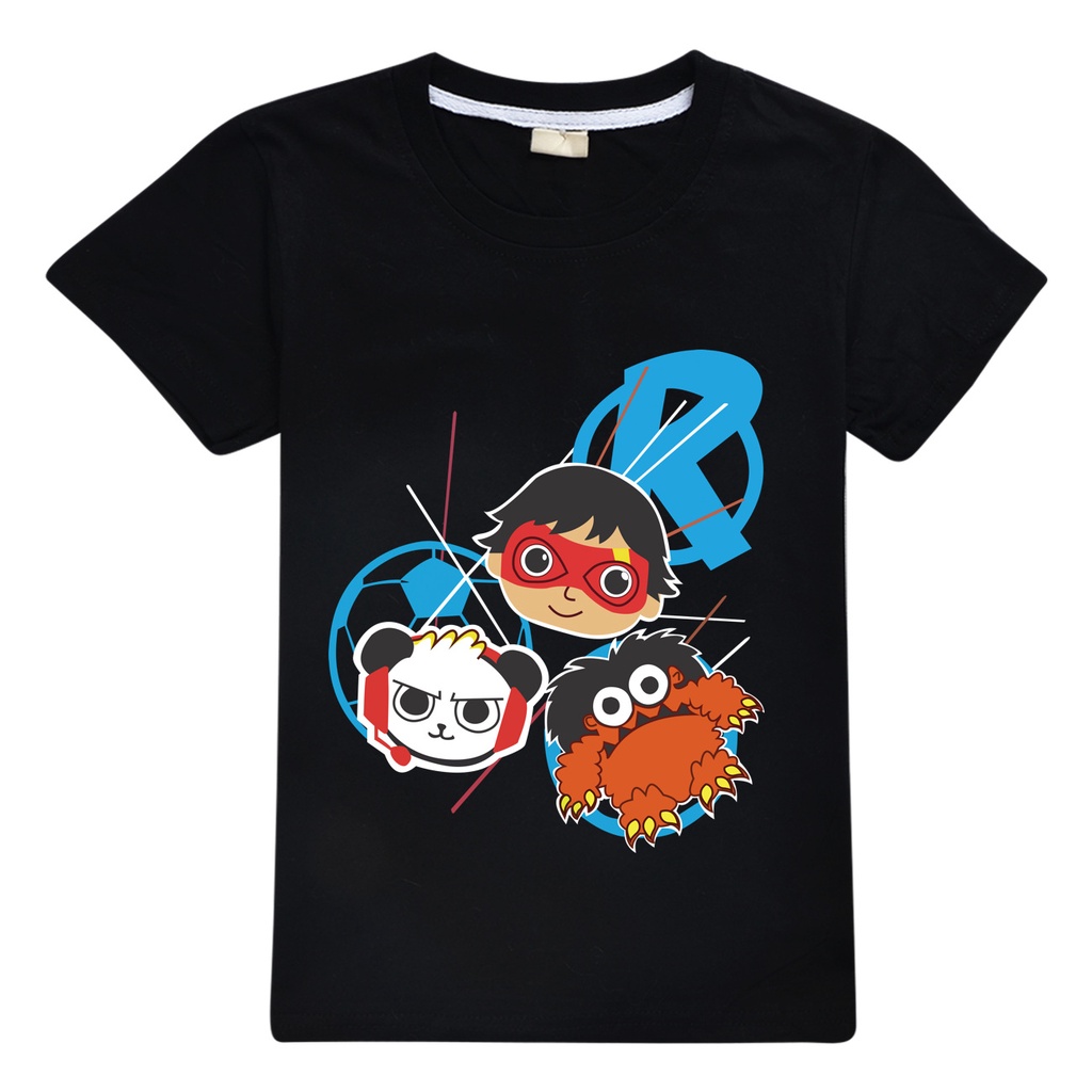 Ryan Toys Review Summer Childrens shirt Boys and Girls Fashion เสื้อยืดผ้าฝ้ายพิมพ์ลายการ์ตูนน่ารัก