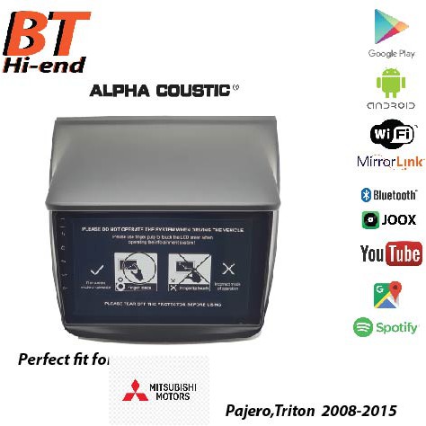 ALPHA COUSTIC Android ตรงรุ่น Mitsubishi Pajero และ Triton 2008-2015 CPU:4 CORE / RAM: 2GB, ROM: 16G