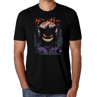 【100% cotton】ผู้ชายเสื้อยืดเสื้อยืดผ้าฝ้ายพิมพ์ลาย Gengar Kaiju สไตล์ญี่ปุ่นสําหรับผู้ชาย