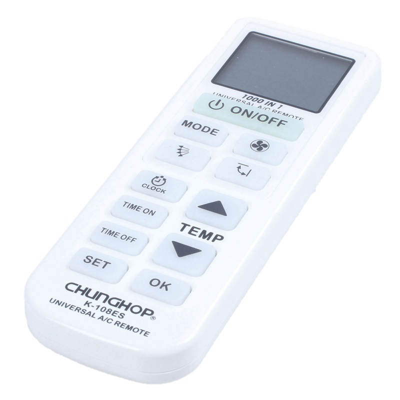 K-108ES Universal A/C AC รีโมทคอนโทรลสําหรับเครื่องปรับอากาศ Chunghop 1000 In 1