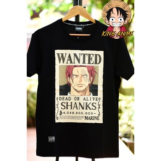 เสื้อยืดโอเวอร์ไซส์[โค้ดส่วน ABNMY20,ABNMY60] SHANKS ชายที่มีผมสีแดง T-shirt DOP-1382 Wanted สีกรม สินค้าลิขสิทธิ์แท้ เน