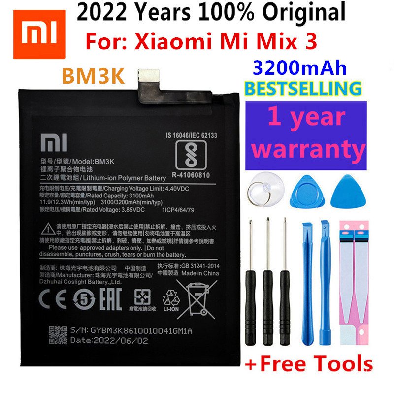 100% Original Xiaomi โทรศัพท์แบตเตอรี่ BM3K 3200MAh คุณภาพสูงเปลี่ยนแบตเตอรี่สำหรับ Xiaomi Mi Mix 3 Mix3แบตเตอรี่ + ชุดเ
