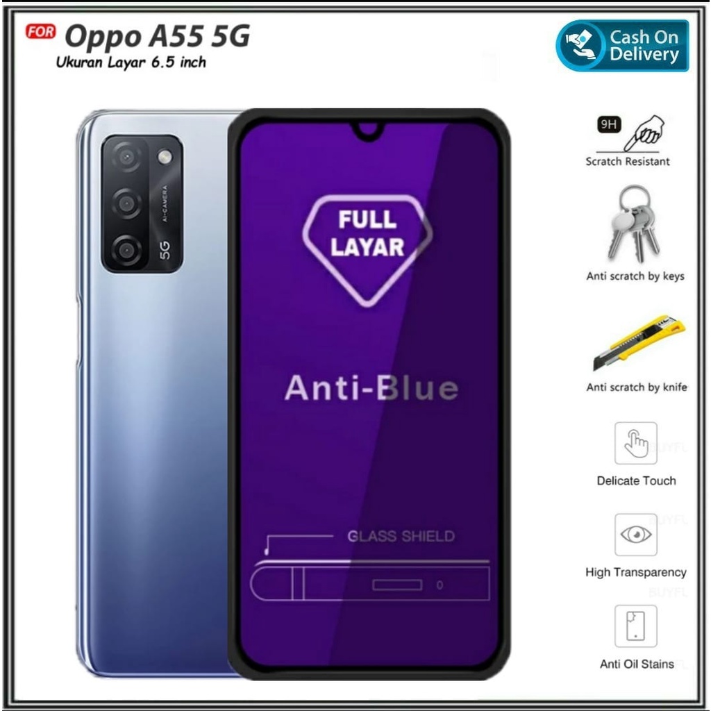 กระจกนิรภัย Oppo A55 5G A55 4G Anti 10D Blue Light Anti-Scratch Glass
