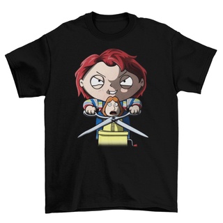 เสื้อยืดผ้าฝ้ายพิมพ์ลายขายดี เสื้อยืด แบบนิ่ม พิมพ์ลาย Unsiex Family Guy Stewie Chucky Halloween Tv น่ารัก สําหรับเด็กผู