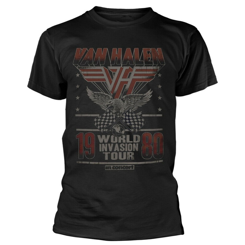 Van Halen Invasitour Cool เสื้อยืด Man สบายร้อน