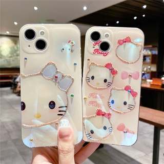 เคสโทรศัพท์มือถือ TPU แบบนิ่ม ลายการ์ตูนคิตตี้ ประดับกลิตเตอร์ หรูหรา สําหรับ iPhone 15 14 13 12 11 Pro MAX 13Pro 12Pro 14Pro 14Plus 15Pro 15Plus 15ProMax XR X XS MAX 8 7 Plus SE 2020