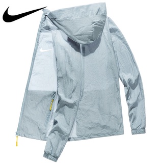 Nike เสื้อแจ็กเก็ต เสื้อกีฬา กันแดด กันลม ระบายอากาศ มีฮู้ด แบบบาง เหมาะกับฤดูร้อน สําหรับผู้ชาย