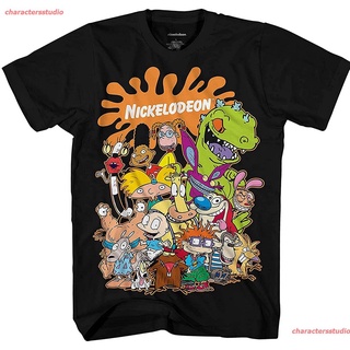 New Nickelodeon Mens 90s Classic Shirt - Rugrats, Reptar, Ren &amp; Stimpy, And Hey Arnold Vintage T-Shirt เสื้อยืด ดพิมพ์ล