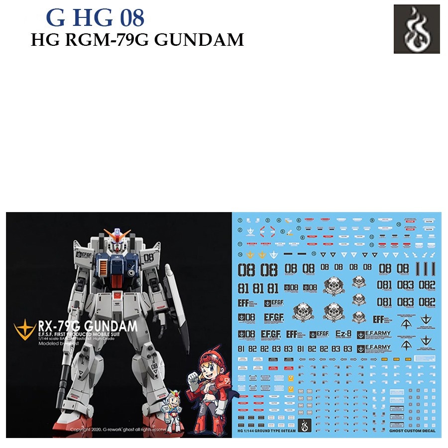 ดีคอลน้ำ [Ghost] HG08 s HG 1/144 RX 79 [G] EZ8 GUNDAM EZ8  WATER SLIDE DECAL