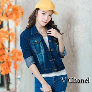 Jackets jeans ปักกระเป๋า