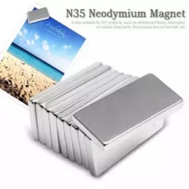 1ชิ้น แม่เหล็ก 20x10x2mm แม่เหล็กแรงดึงดูดสูง 20x10x2 มม. สี่เหลี่ยม แม่เหล็กแรงสูง 20mm x 10mm x 2mm Magnet 20*10*2mm