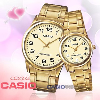 นาฬิกาคู่รัก Casio Standard รุ่น MTP-V001G-9B และ LTP-V001G-9B สายแสตนเลสสีทอง สุดหรู ของแท้ 100% รับประกันสินค้า1ปี