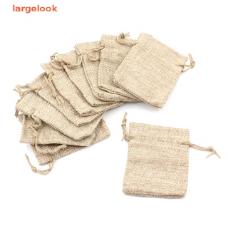 [largelook] 10pcs Small Burlap Jute Sack Linen Pouch Bag Drawstring Wedding Supplies