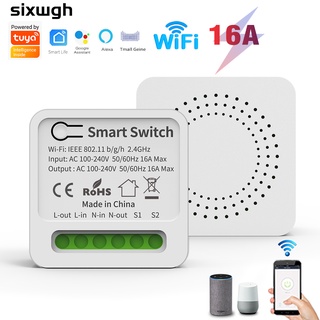 Wifi Mini smart switch Tuya Wifi สวิตช์อัจฉริยะ จับเวลาได้สองทาง ทํางานร่วมกับสมาร์ทไลฟ์ APP Alexa Google Home Yandex