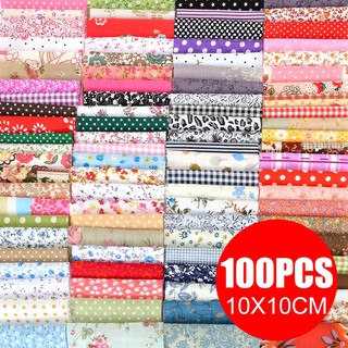 Bbyes ผ้าฝ้าย ลายดอกไม้ ทรงสี่เหลี่ยม ขนาด 10*10 ซม. สําหรับเย็บผ้า DIY 100 ชิ้น