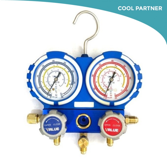 VALUE Dual Manifold Gauge Anti-Collision Series VMG-2-R32-B (R32, R410a, R134a, R410a)