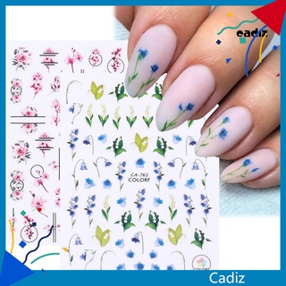 Cad สติกเกอร์ติดเล็บ พิมพ์ลายดอกไม้ บางพิเศษ สําหรับตกแต่งเล็บผู้หญิง