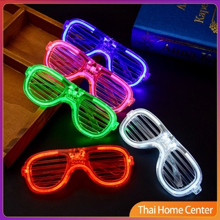 แว่นตาเรืองแสง ""มีหลอดไฟ LED"" แว่นตาเรืองแสง คริสต์มาส แว่นสงกรานต์ ส่งฟรี Luminous glasses