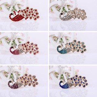sunnyheart แฟชั่นผู้หญิง Rhinestone Rhinestone เต็มรูปแบบ Hollow Peacock Pin เครื่องประดับแต่งงาน