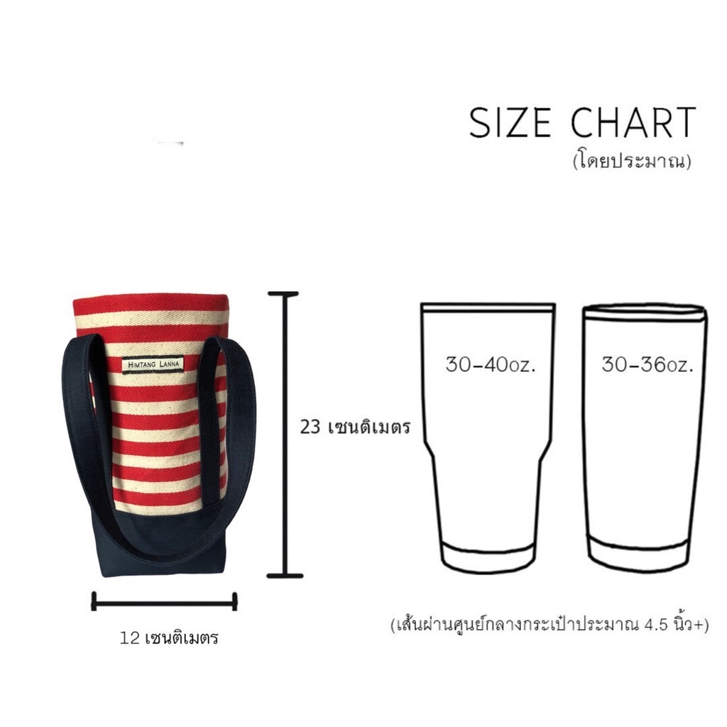 Sunshine Cup bag กระเป๋าใส่แก้ว กระเป๋าใส่แก้วน้ำ ถุงผ้า Tumbler bag จากผ้าแคนวาส สีสดใส ผสมกับยีนส์ สายคู่