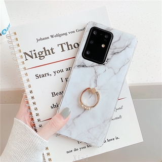 With Finger Ring Marble Case For Samsung Galaxy S21+ S21Ultra S20FE A31 A70 A50s A30s A20s A10s M10 A9 2018 A7 A6+ Soft TPU Phone Case Silicone Back Cover