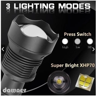 XINSITE ไฟฉายแรงสูง Led ไฟฉายยุทธวิธี USB ชาร์จ (พร้อมแบตเตอรี่ 18650) Cree XHP50
