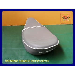 HONDA CHALY CF50 CF70 "GRAY" COMPLETE DOUBLE SEAT with "WHITE" TRIM and PIN // เบาะรถ เบาะ สีเทา คิ้วขาว มีหมุด