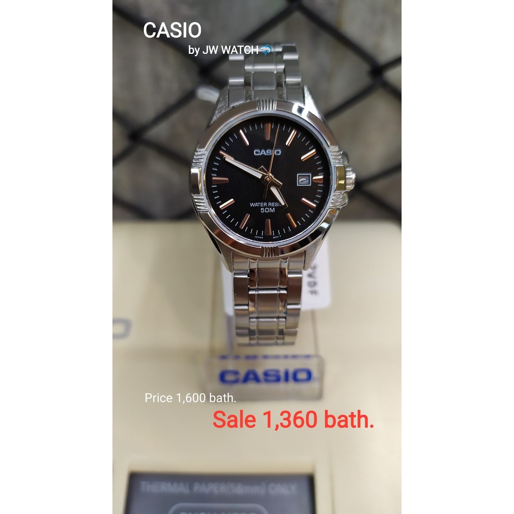 นาฬิกาผู้ชาย Casio ตัวเรือนสีเงิน หน้าปัดดำเข็ม