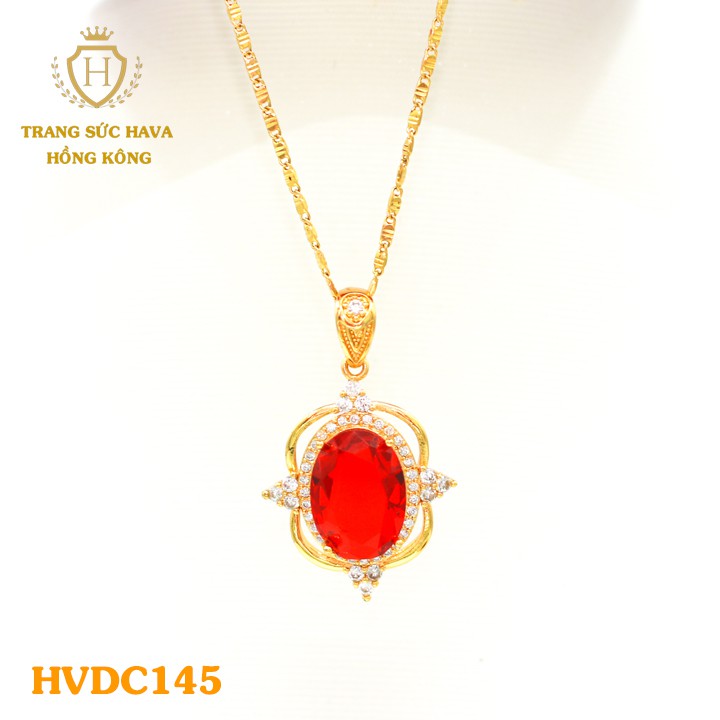 สร้อยคอและสร้อยคอผู้หญิงหินแดงและชุบทอง - Hava Hong Kong Jewelry - HVDC145