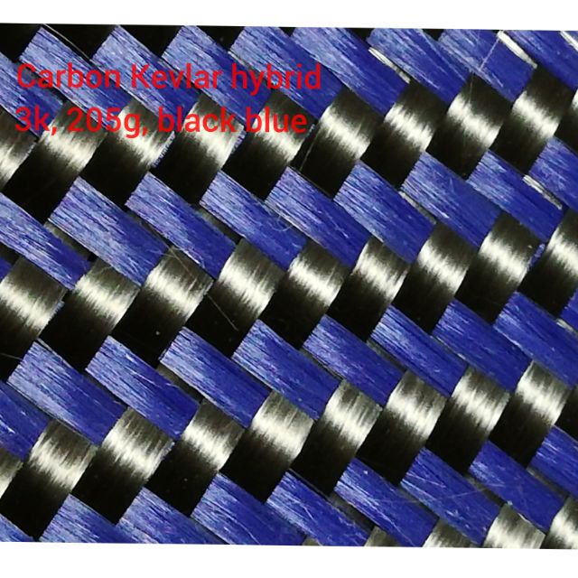 ผ้า​คาร์บอน​ เคฟล่า​แท้​ ดำ​ น้ํา​เงิน​ ลาย1 ​ทอแน่น เงาเล่นแสง Carbon Kevlar ​hybrid​ fabric,205g black  blue,plain F1
