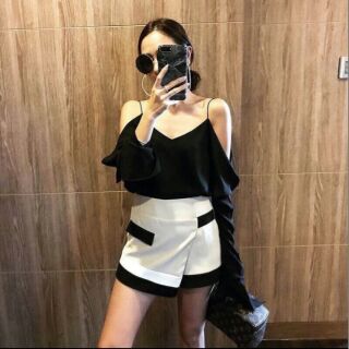 เซต2ชิ้น เสื้อใส่แบบส่วมได้เลย + กางเกงเอวหลังยางยืด มีผ้าป้ายหน้า